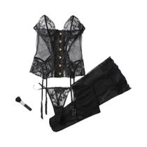 Conjunto De Sutiã E Calcinha Modelador Sexy Com Bordado Espinha De Peixe, Alça Traseira E Abertura Conjunto De Sutiã E Calcinha Modelador Sexy Com Bordado Espinha De Peixe, Alça Traseira E Abertura