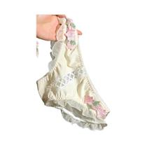 Conjunto De Sutiã E Calcinha Vintage Bordado Floral Creme Para Mulheres Com Seios Pequenos Design