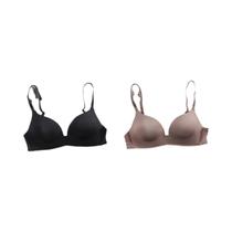 Conjunto De Sutiã Push up Com Almofadas 3/4 Para Mulheres, 2 Peças, Sem Arame, Cor Sólida,