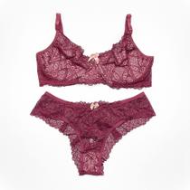 Conjunto de Sutiã Sem Bojo com Aro e Calcinha Renda Sexy Transparente Lingerie Sensual Conjunto de Sutiã Sem Bojo com Aro e Calcinha Renda Sexy Transparente Lingerie Sensual