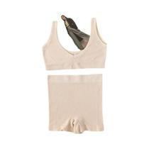 Conjunto De Sutiã Sem Costura Com Decote Em V E Shorts De Cintura Alta Para Mulheres, Lingerie Sexy