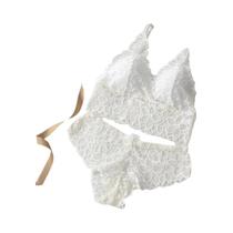 Conjunto De Sutiã Sexy De Renda Com Decote Profundo E Calcinhas, Bralette Sem Costura Bordado Conjunto De Sutiã Sexy De Renda Com Decote Profundo E Calcinhas, Bralette Sem Costura Bordado