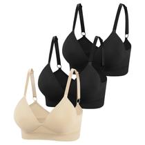 Conjunto de sutiãs Eleplus Deep V Wireless para mulheres, 3 peças Conjunto de sutiãs Eleplus Deep V Wireless para mulheres, 3 peças