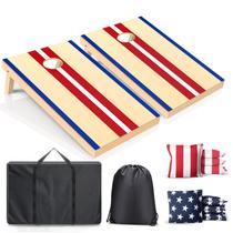 Conjunto de tábuas Cornhole FESHIR 91x61 cm, madeira maciça, 8 pufes