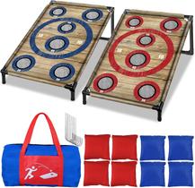 Conjunto de tábuas Cornhole NZQXJXZ 91x61 cm portátil com 8 pufes