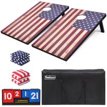 Conjunto de tábuas Cornhole Set Yeeloon de 91 x 61 cm com 8 pufes e estojo