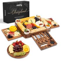 Conjunto de tábuas de charcutaria SMIRLY Natural Walnut Wood com acessórios
