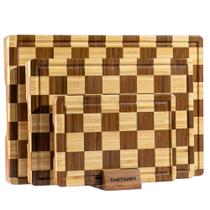 Conjunto de Tábuas de Corte de Bambu Thetchry 3 Peças Antiderrapante Conjunto de Tábuas de Corte de Bambu Thetchry 3 Peças Antiderrapante