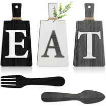 Conjunto de tábuas de corte Eat Sign Set Jetec Kitchen Decor Wood 5 unidades