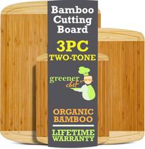 Conjunto de tábuas de corte Greener Chef Organic Bamboo 3 peças Conjunto de tábuas de corte Greener Chef Organic Bamboo 3 peças