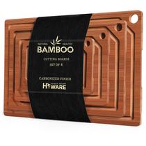 Conjunto de tábuas de corte Hiware Bamboo com Juice Groove 4 peças Conjunto de tábuas de corte Hiware Bamboo com Juice Groove 4 peças