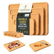 Conjunto de tábuas de corte Socisen Bamboo com suporte, 4 pacotes
