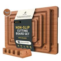 Conjunto de tábuas de corte Socisen Bamboo com suporte sobre pia Conjunto de tábuas de corte Socisen Bamboo com suporte sobre pia