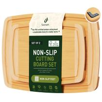Conjunto de tábuas de corte Socisen Bamboo Non-Slip Feet 28x22 cm Conjunto de tábuas de corte Socisen Bamboo Non-Slip Feet 28x22 cm