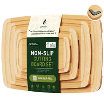 Conjunto de tábuas de corte Socisen Bamboo Non-Slip Feet, 4 tamanhos