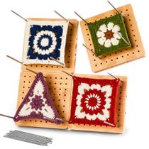 Conjunto de tábuas de crochê OAKWOOMA, pacote com 4, 4,7, com 25 pinos Conjunto de tábuas de crochê OAKWOOMA, pacote com 4, 4,7, com 25 pinos