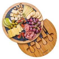 Conjunto de tábuas de queijo BlauKe Bamboo com faca e ardósia redonda de 30 cm