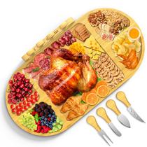 Conjunto de tábuas de queijos SOOTFRO Extra Big Bamboo com faca 60x30cm