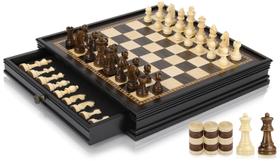Conjunto de tabuleiro de damas de xadrez Peradix Magnetic com gavetas de armazenamento