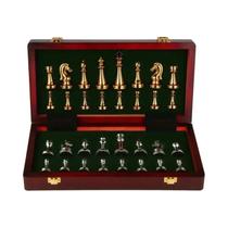 Conjunto De Tabuleiro De Damas Portátil De Luxo De 30cm Com Peças De Liga De Zinco Para Jogos De