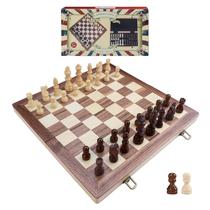 Conjunto de tabuleiro de xadrez Gothink Wooden de 15 polegadas com manual para crianças