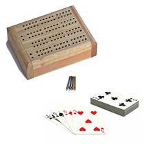 Conjunto de tabuleiros Travel Cribbage WE Games de madeira com cartões e pinos