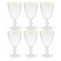 Conjunto de Taças 220ml com 6 Peças Borda Dourada - Quanhe