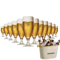 Conjunto de taças brahma para cerveja de vidro 12 unidades com 380ml transparente p/ degustação de chopp