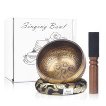 Conjunto de taças de canto tibetanas Kmise, feito à mão, meditação no Nepal