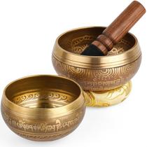 Conjunto de taças de canto tibetanas Relaehih, pacote com 2 unidades, feito à mão no Nepal