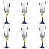 Conjunto de Taças de Cristal Colorido para Espumante 6 Peças 210 ml Biona Oxford