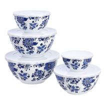 Conjunto de taças de mistura Amazon Basics Nesting Melamine 4L azul/branco