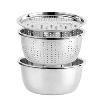 Conjunto de taças de mistura COOK WITH COLOR em aço inoxidável 5L com escorredor Conjunto de taças de mistura COOK WITH COLOR em aço inoxidável 5L com escorredor