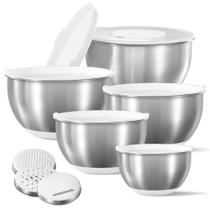 Conjunto de taças de mistura de aço inoxidável CAROTE, 12 peças com tampas 1-5QT