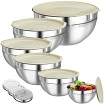 Conjunto de taças de mistura Winproper de aço inoxidável 6 com tampas 4.5-0.7QT
