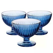 Conjunto de Taças de Sobremesa de Vidro Blue Athena de 260ML com 3 Peças
