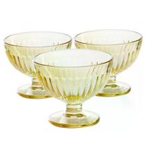 Conjunto de Taças de Sobremesa de Vidro Gold Athena de 260ML com 3 Peças