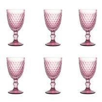 Conjunto de Taças de Vidro para Água 6 Peças 325 ml Bico de Abacaxi Rosa Lyor