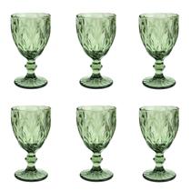 Conjunto de Taças de Vidro para Água 6 Peças 325 ml Diamonds Verde Lyor