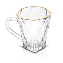 Conjunto de Taças de Vidro Transparente Bico de Jaca Fio de Ouro 300ml - Wolff Conjunto de Taças de Vidro Transparente Bico de Jaca Fio de Ouro 300ml - Wolff