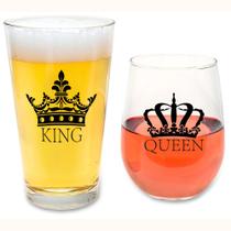 Conjunto de taças de vinho e cerveja para casais Mr. Right and Mrs. Always Right