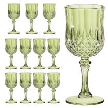 Conjunto de taças de vinho HTTBEIZI, 12 unidades de plástico verde de 210 ml