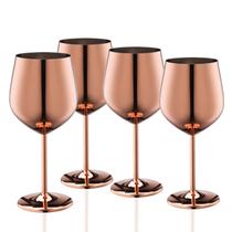 Conjunto de taças de vinho WOTOR 18 oz em aço inoxidável de cobre, pacote com 4 Conjunto de taças de vinho WOTOR 18 oz em aço inoxidável de cobre, pacote com 4