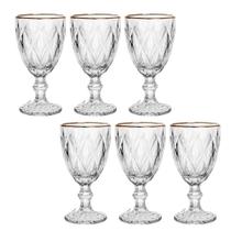 Conjunto de Taças Diamante Clear C/ Borda Dourada 6pçs 330ml Conjunto de Taças Diamante Clear C/ Borda Dourada 6pçs 330ml