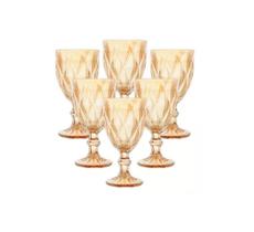 Conjunto de Taças Diamante em Vidro Âmbar com 6 Peças 340ml - Praticasa Conjunto de Taças Diamante em Vidro Âmbar com 6 Peças 340ml - Praticasa