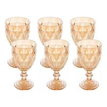 Conjunto de Taças Kit 6 Peças Modelo Diamond 320ML Bico de Jaca Âmbar Para Suco Água Mesa Posta