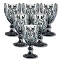 Conjunto de Taças Kit 6 Peças Modelo Diamond 320ML Cristal Fumê Para Suco Água Mesa Posta - 123 Útil