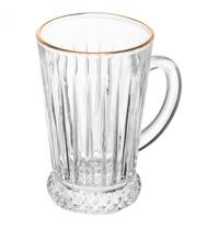 Conjunto de Taças para Cappuccino Deli Diamante em Cristal Ecológico com Fio de Ouro 210ml 6 Peças - Lyor