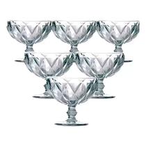 Conjunto de Taças Para Sobremesa 6 Peças Modelo Diamante 325ML Bico de Jaca Para Sorvete Musses