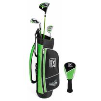 Conjunto de tacos de golfe verdes para crianças da série PGA TOUR G1 com 3 tacos, bolsa de golfe e 5 peças no total Tacos de golfe e conjuntos para alturas de 3'6" a 4'1" Clubes de golfe completos para jovens de 3 a 5 anos da Golfgen